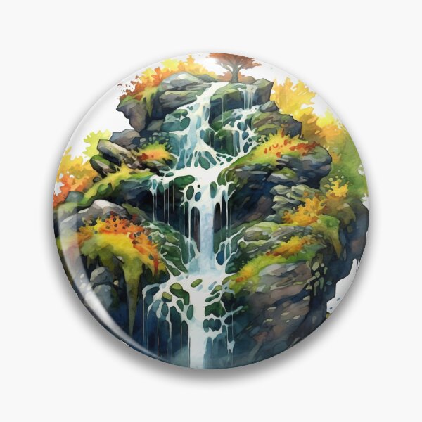 Item preview, Serene Waterfall Clipart, Cascading Beauty, Peaceful Flow, Tranquil Falls, Water's Harmony, Natural Serenity, Scenic Cascade designed and sold by CoolorPainting.