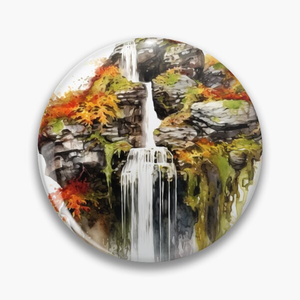 Item preview, Serene Waterfall Clipart, Cascading Beauty, Peaceful Flow, Tranquil Falls, Water's Harmony, Natural Serenity, Scenic Cascade designed and sold by CoolorPainting.