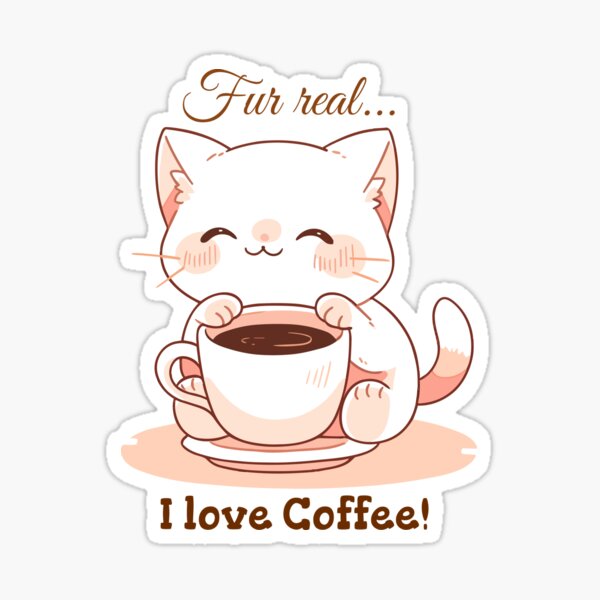 Cat Coffee Cats Fan Funny Drawing Gift' Sticker