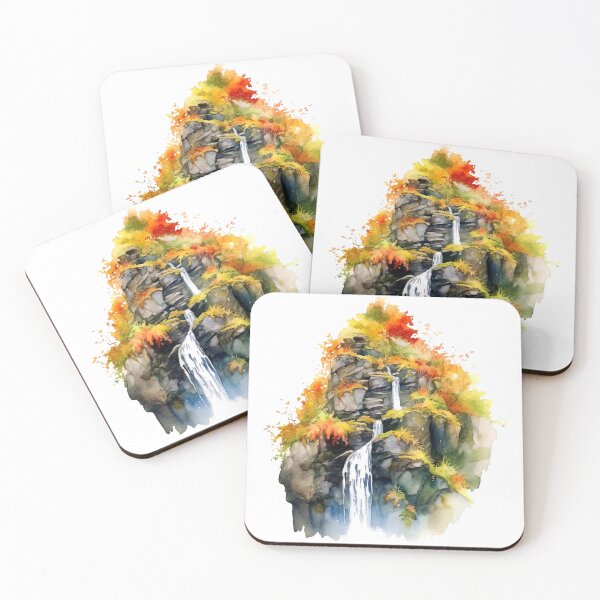 Item preview, Serene Waterfall Clipart, Cascading Beauty, Peaceful Flow, Tranquil Falls, Water's Harmony, Natural Serenity, Scenic Cascade designed and sold by CoolorPainting.