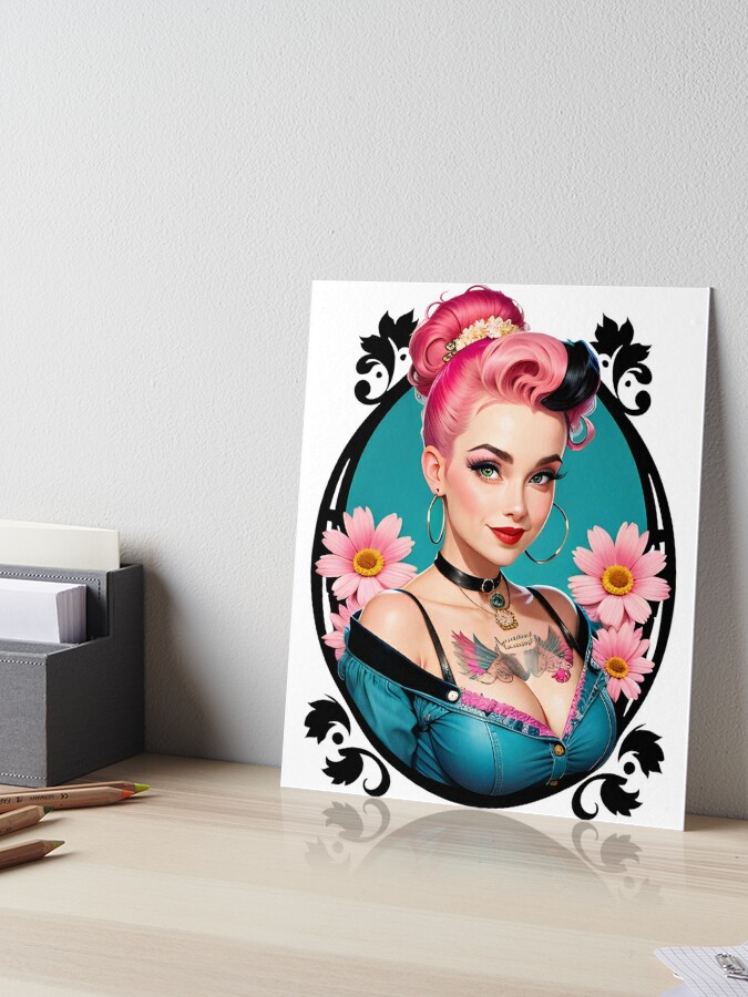 Queen of Clovers by Skinderella Canvas Giclee Art Print Rockabilly Pin Up  Girl Club Beauty