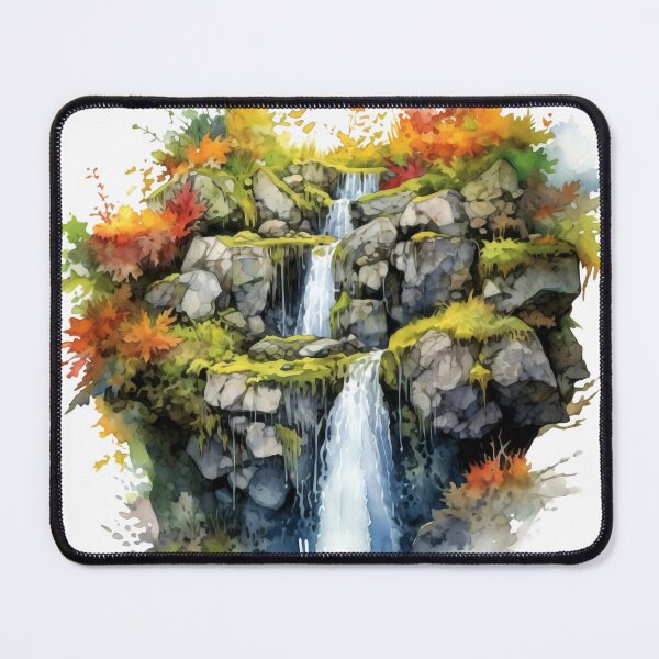 Item preview, Serene Waterfall Clipart, Cascading Beauty, Peaceful Flow, Tranquil Falls, Water's Harmony, Natural Serenity, Scenic Cascade designed and sold by CoolorPainting.