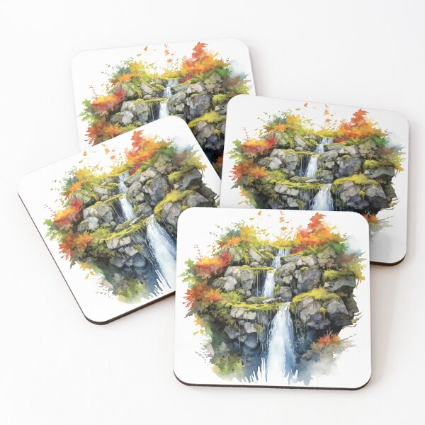 Item preview, Serene Waterfall Clipart, Cascading Beauty, Peaceful Flow, Tranquil Falls, Water's Harmony, Natural Serenity, Scenic Cascade designed and sold by CoolorPainting.