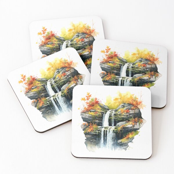 Item preview, Serene Waterfall Clipart, Cascading Beauty, Peaceful Flow, Tranquil Falls, Water's Harmony, Natural Serenity, Scenic Cascade designed and sold by CoolorPainting.