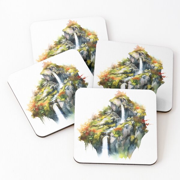 Item preview, Serene Waterfall Clipart, Cascading Beauty, Peaceful Flow, Tranquil Falls, Water's Harmony, Natural Serenity, Scenic Cascade designed and sold by CoolorPainting.