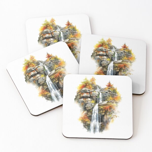 Item preview, Serene Waterfall Clipart, Cascading Beauty, Peaceful Flow, Tranquil Falls, Water's Harmony, Natural Serenity, Scenic Cascade designed and sold by CoolorPainting.