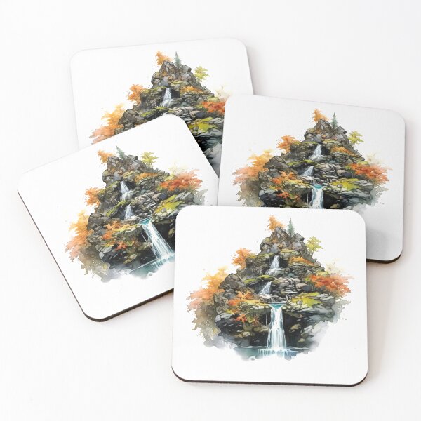 Item preview, Serene Waterfall Clipart, Cascading Beauty, Peaceful Flow, Tranquil Falls, Water's Harmony, Natural Serenity, Scenic Cascade designed and sold by CoolorPainting.