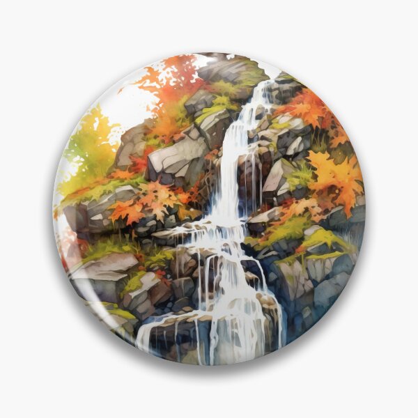 Item preview, Serene Waterfall Clipart, Cascading Beauty, Peaceful Flow, Tranquil Falls, Water's Harmony, Natural Serenity, Scenic Cascade designed and sold by CoolorPainting.