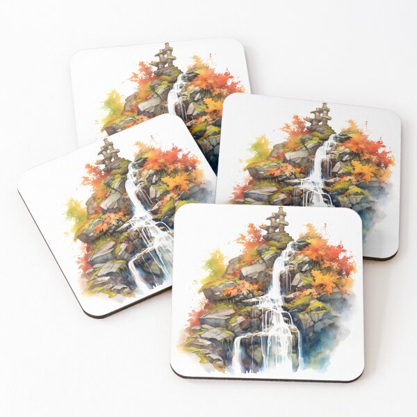 Item preview, Serene Waterfall Clipart, Cascading Beauty, Peaceful Flow, Tranquil Falls, Water's Harmony, Natural Serenity, Scenic Cascade designed and sold by CoolorPainting.