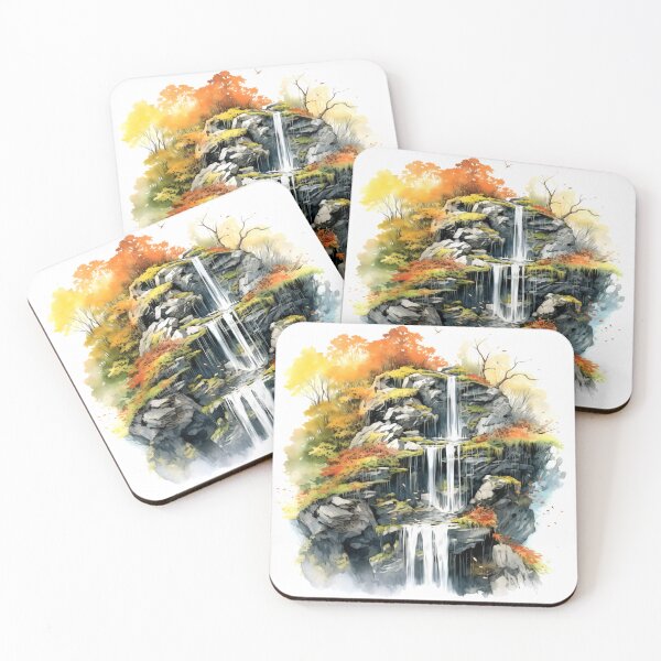 Item preview, Serene Waterfall Clipart, Cascading Beauty, Peaceful Flow, Tranquil Falls, Water's Harmony, Natural Serenity, Scenic Cascade designed and sold by CoolorPainting.
