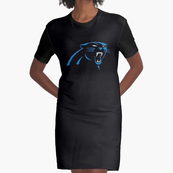 Carolina Panthers Women's High Split Drawstring Dress Midi Short Sleeve  Dress