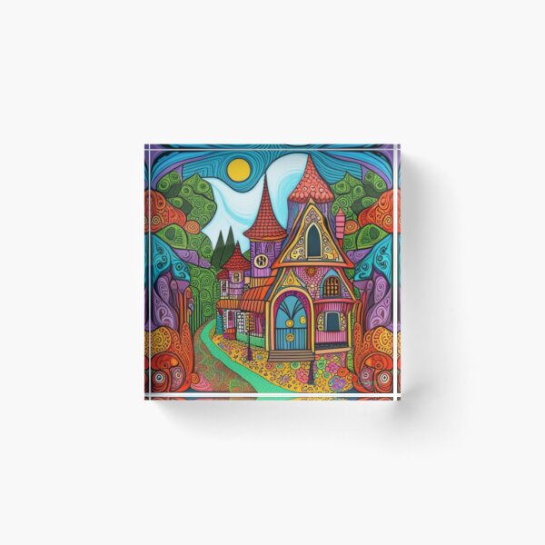 Item preview, Vibrant Magical Fairytale Village designed and sold by EpicFoxArt.