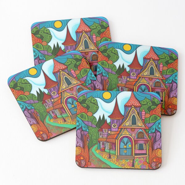 Item preview, Vibrant Magical Fairytale Village designed and sold by EpicFoxArt.