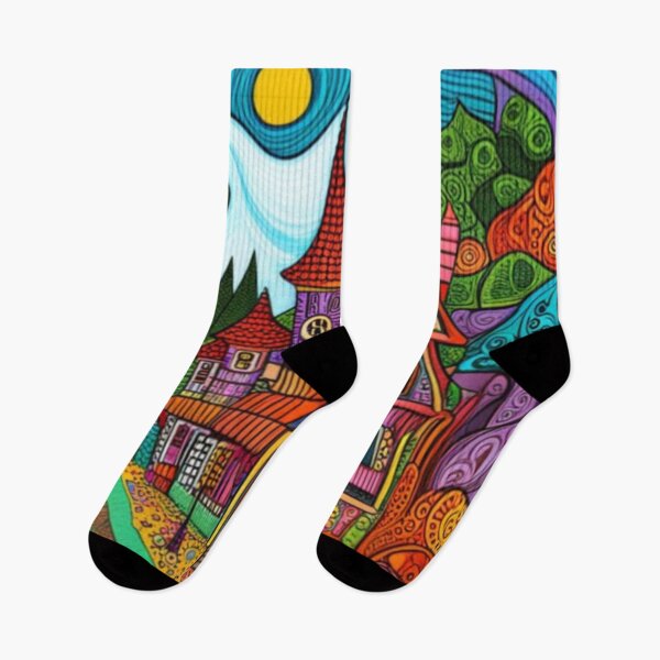 Item preview, Vibrant Magical Fairytale Village designed and sold by EpicFoxArt.