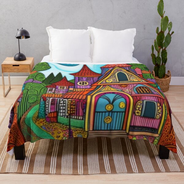 Item preview, Vibrant Magical Fairytale Village designed and sold by EpicFoxArt.