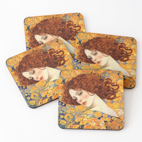 Item preview, Female Portrait Inspired by Gustav Klimt, Ukiyo-E, and Van Gogh Art  designed and sold by BrandonArtWorld.