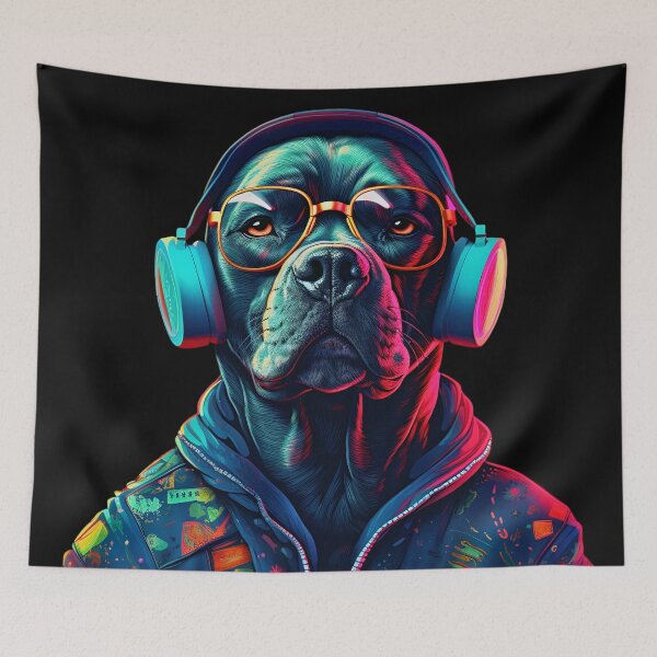 Item preview, DJ Dog Wearing Headphones Logo | Dog Wearing Sunglasses designed and sold by CoolHippoQuotes.