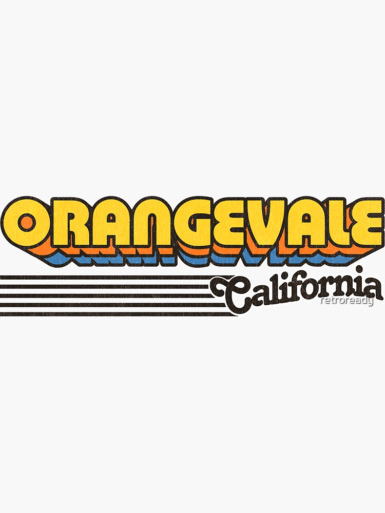 "Orangevale, California Retro Stripes" Sticker by retroready Redbubble