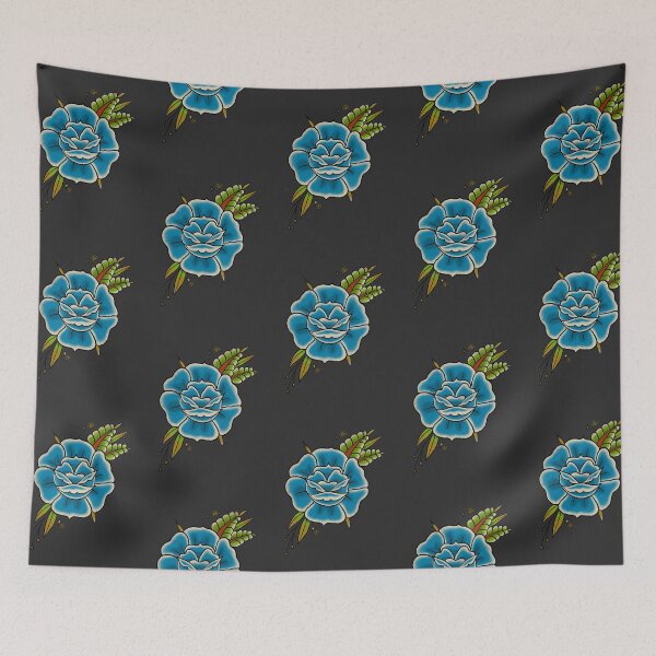 Item preview, Blue Traditional Tattoo Rose designed and sold by bbridanielle.