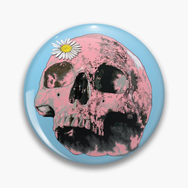 Item preview, Pink skull with daisy (side view) designed and sold by m-yoga-store.