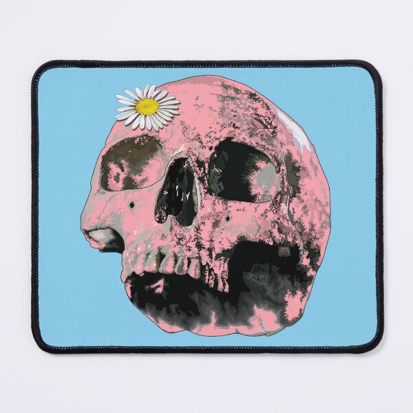 Item preview, Pink skull with daisy (side view) designed and sold by Whimsy Trail Co.