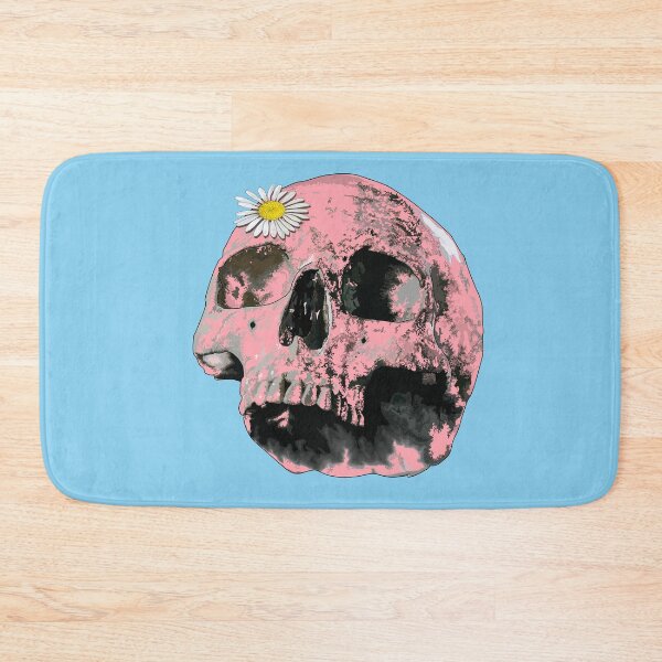 Item preview, Pink skull with daisy (side view) designed and sold by m-yoga-store.