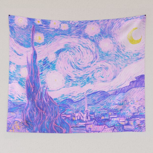 Item preview, Starry Night Pastel Aesthetic Kawaii Pink designed and sold by Neon Purple Noodle Bar.
