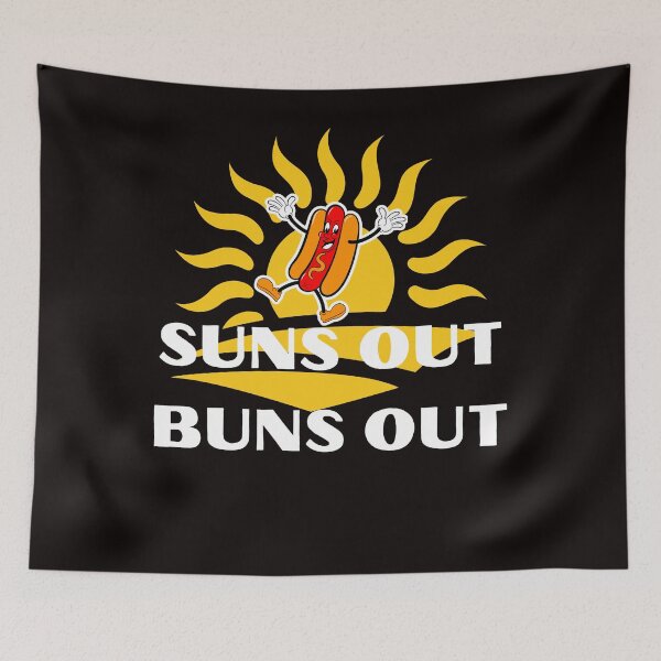 Item preview, Funny Suns Out Buns Out Summer Hamburger Hotdog Picnic designed and sold by MagicSD Designs.