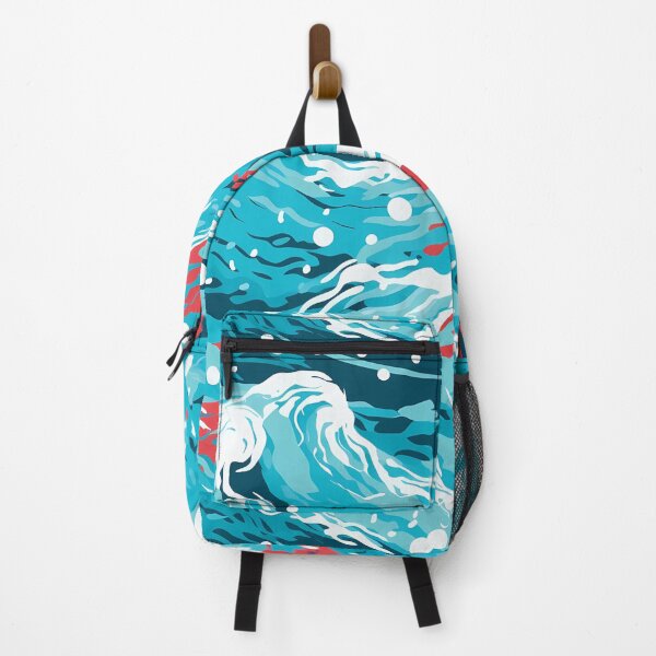Item preview, Water Pattern 3, vibrant colorful waves, rough seas so fresh, splashing, storm coming, blue, red, white, ocean and nature. designed and sold by FoxRobinRabbit.