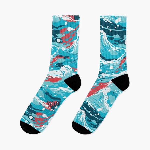 Item preview, Water Pattern 3, vibrant colorful waves, rough seas so fresh, splashing, storm coming, blue, red, white, ocean and nature. designed and sold by FoxRobinRabbit.