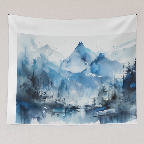 Item preview, Blue Mountainscape Canvas Print designed and sold by artbybodhi.