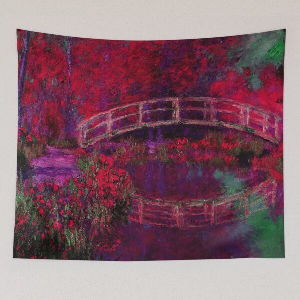 Item preview, Monet The Japanese Bridge (The Bridge in Monet's Garden) jewel tones designed and sold by PureVintageLove.