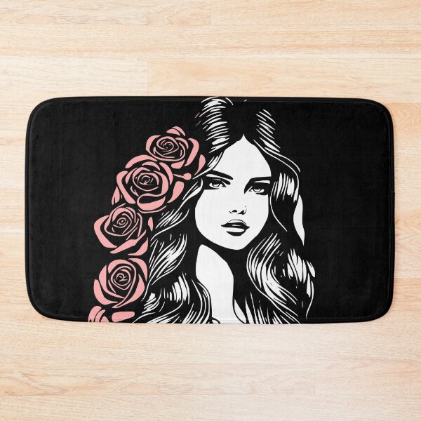 Item preview, Pretty Girl with Long Hair and Red Roses Black and White  designed and sold by Shapes-Mania.