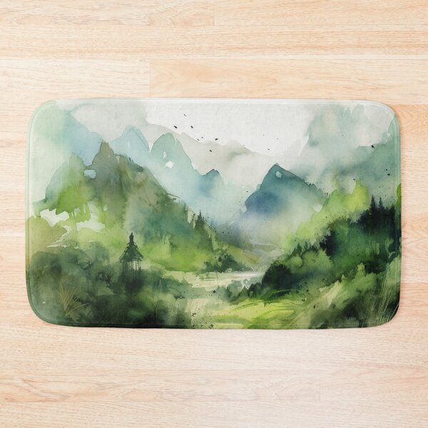 Item preview, Green Mountainscape Canvas Print designed and sold by artbybodhi.