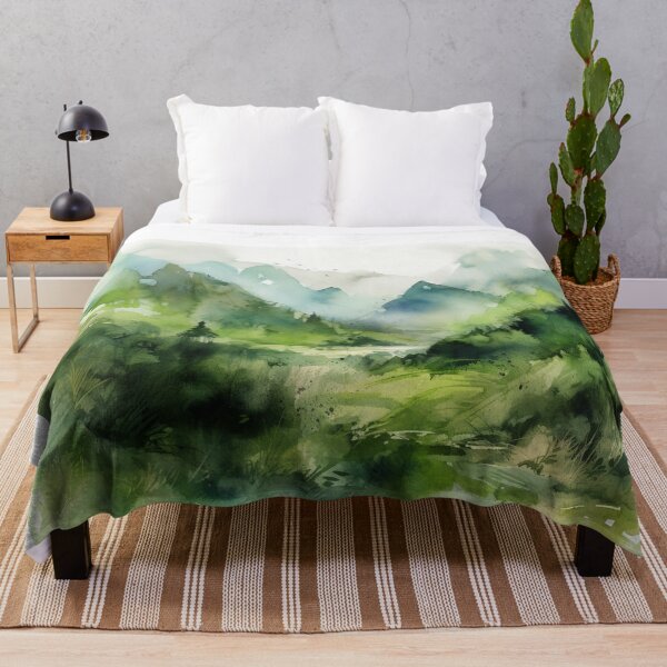 Item preview, Green Mountainscape Canvas Print designed and sold by artbybodhi.