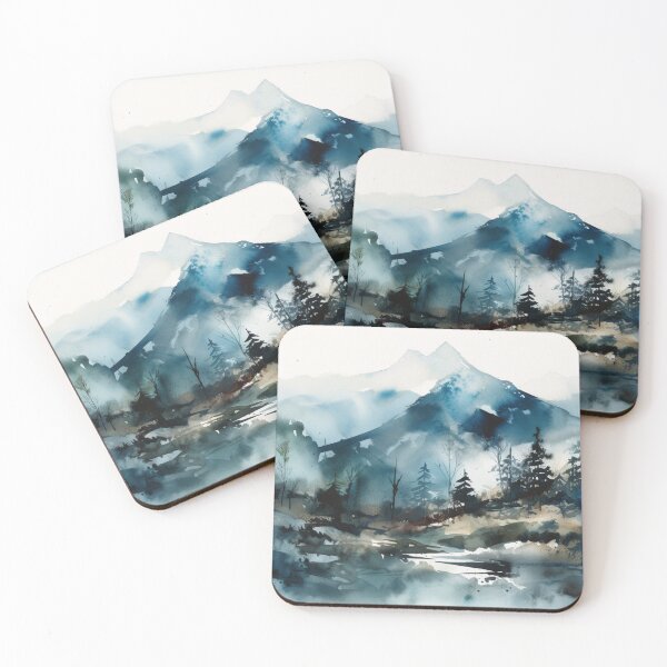 Item preview, Indigo Mountainscape Canvas Print designed and sold by artbybodhi.