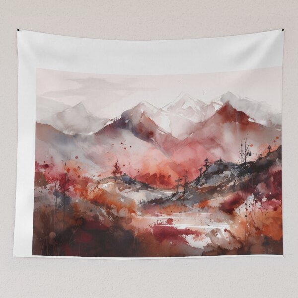 Item preview, Maroon Mountainscape Canvas Print designed and sold by artbybodhi.
