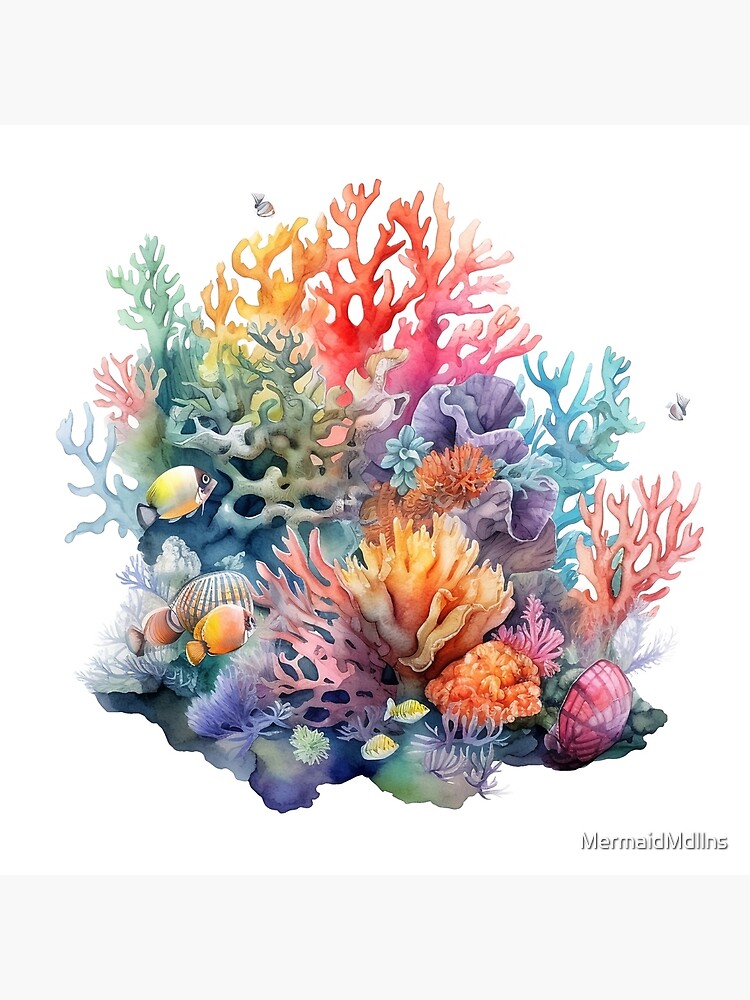 Illustration Jellyfish Tropical Reef Life underwater Ocean Water color