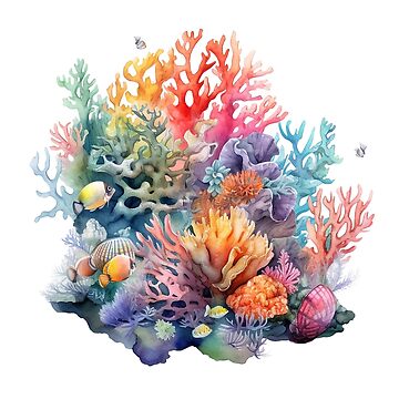 Artwork thumbnail, Coral Reef Watercolor | Colorful Reef | Underwater Scene | The Reef of Life by MermaidMdllns