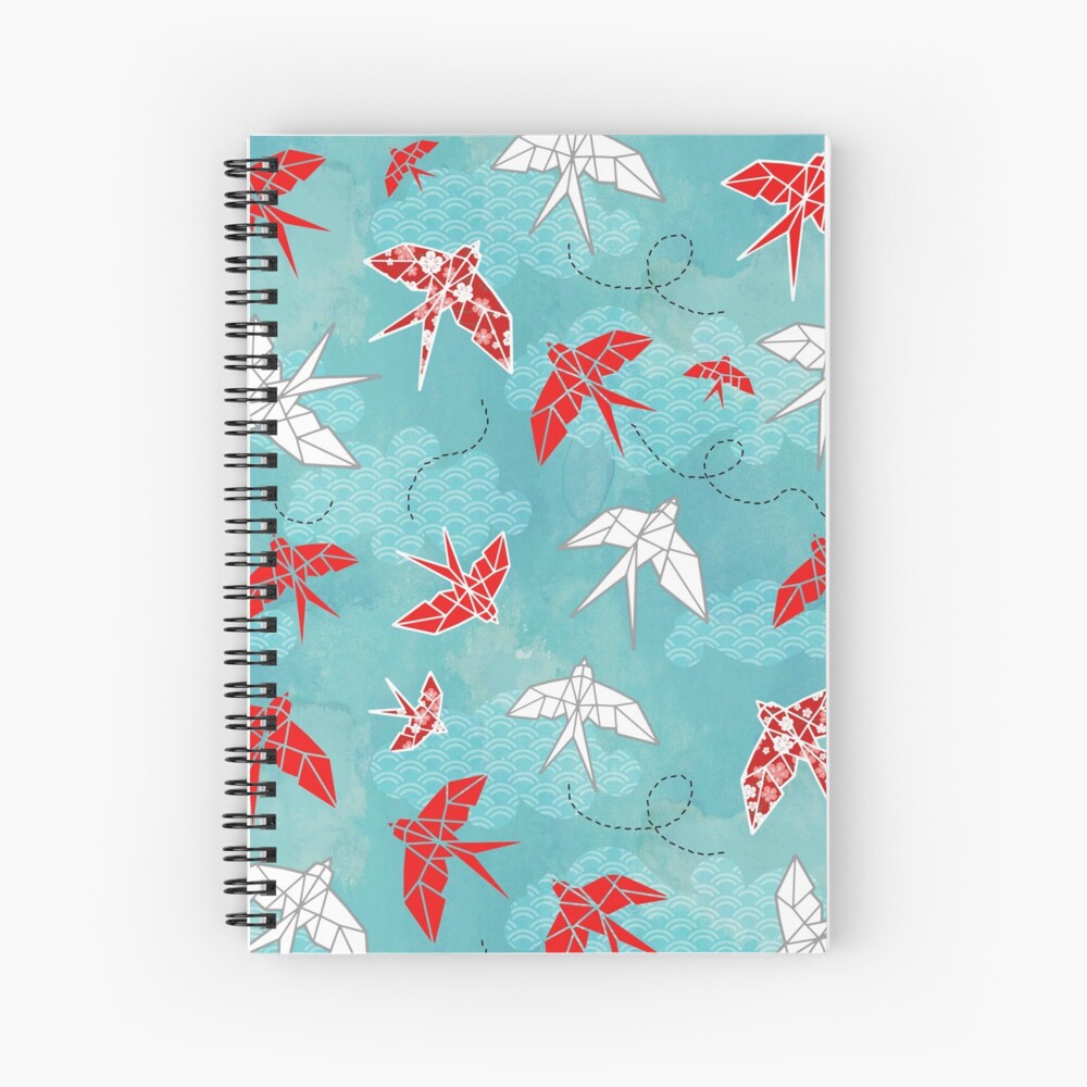 Origami Swallow Spiral Notebook
