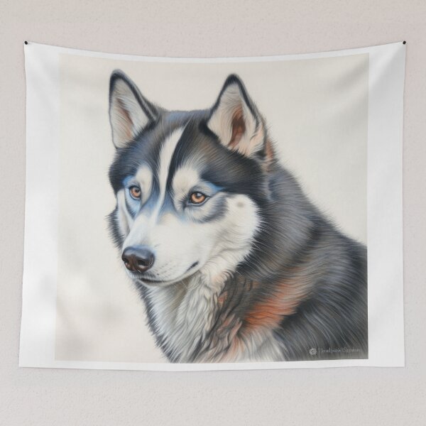 Item preview, Mesmerizing Colored Pencil Siberian Husky Artwork designed and sold by printmeartfully.