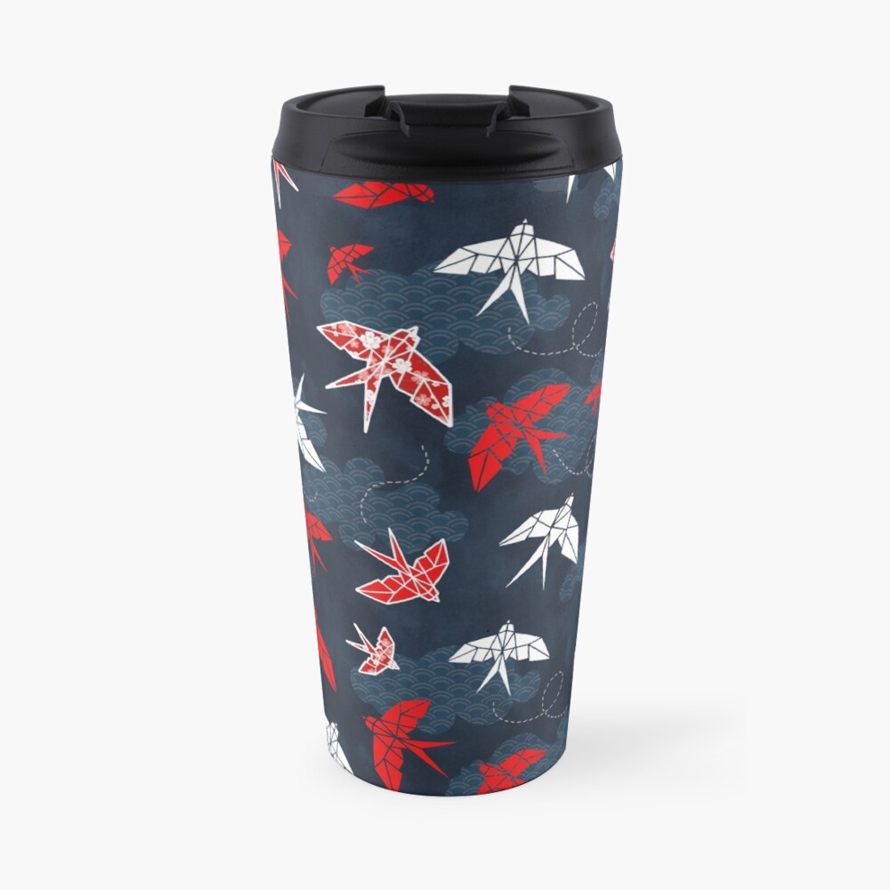 Origami Swallow Navy Blue Travel Mug