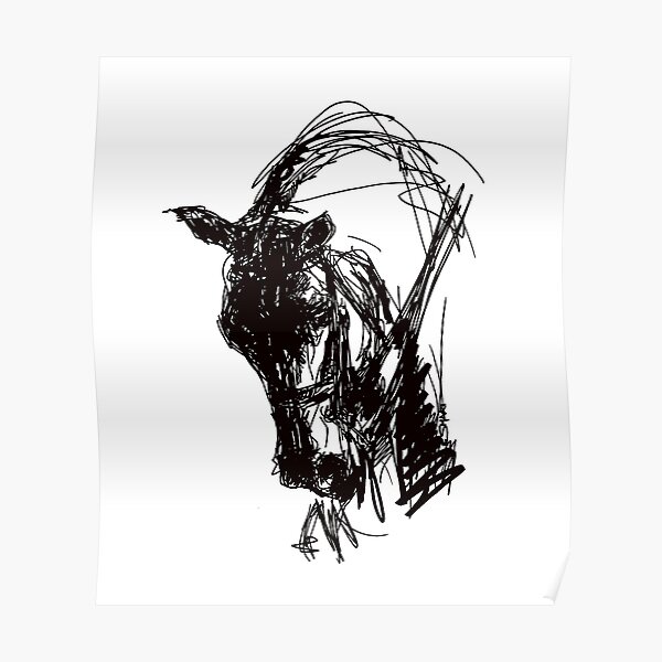 Dressage Horse Drawing Poster