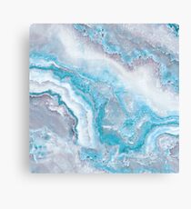 Luxury Mermaid Blue Agate Marble Geode Gem Canvas Print