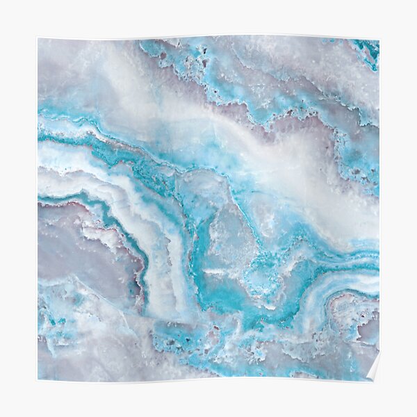 Luxury Mermaid Blue Agate Marble Geode Gem Poster