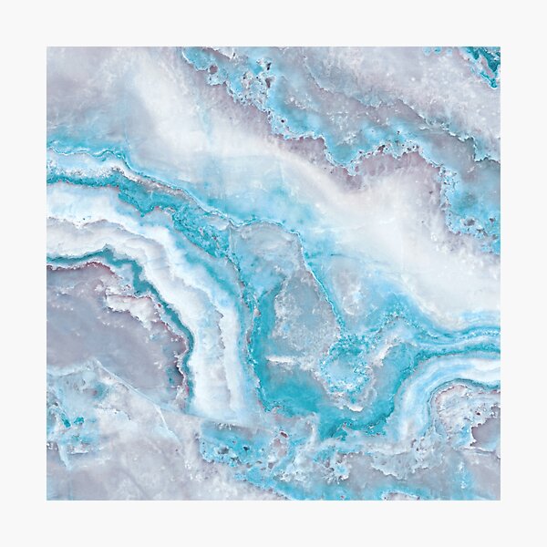 Luxury Mermaid Blue Agate Marble Geode Gem Photographic Print