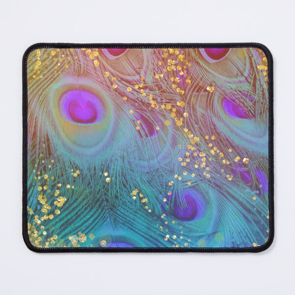 Item preview, Aqua Rainbow Peacock Feathers decor pattern designed and sold by Glimmersmith.