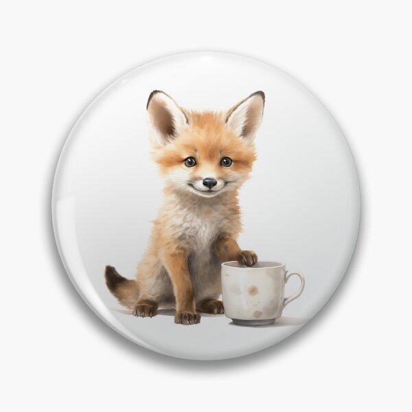Item preview, Cute smiling watercolor baby fox with a coffee cup designed and sold by MagicStrawberry.