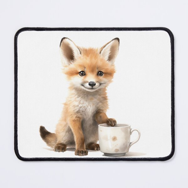 Item preview, Cute smiling watercolor baby fox with a coffee cup designed and sold by MagicStrawberry.