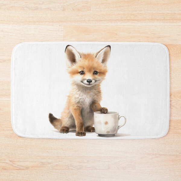 Item preview, Cute smiling watercolor baby fox with a coffee cup designed and sold by MagicStrawberry.